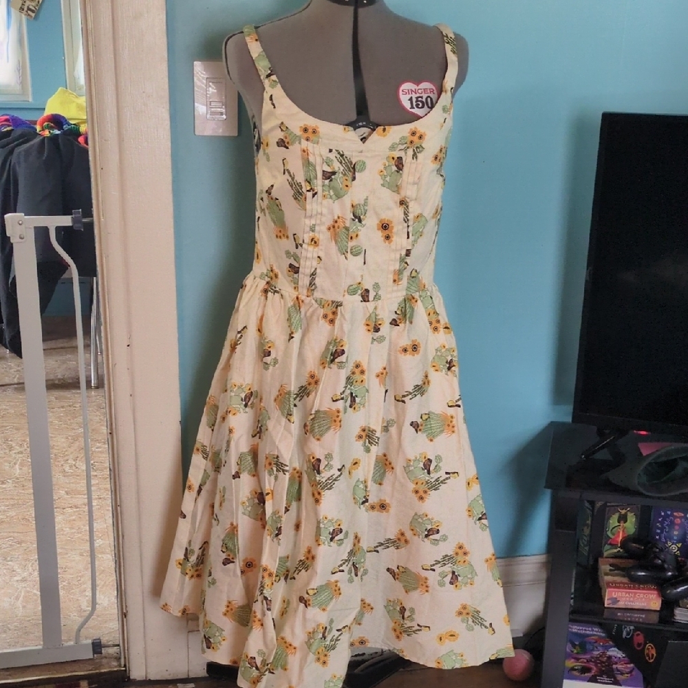 Voodoo Vixen Cream Sundress with Spaghetti Straps for Casual Resort Wear